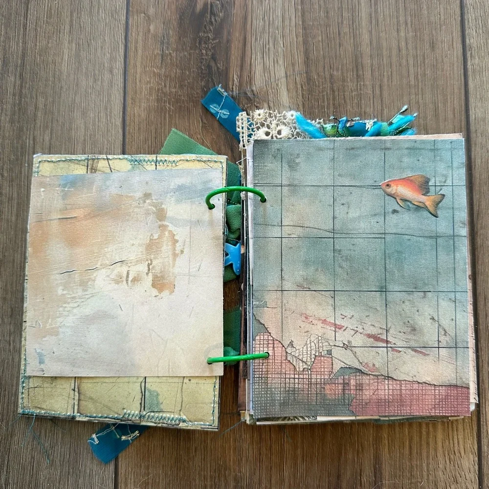 Fish-Themed Junk Journal with Teal Accents